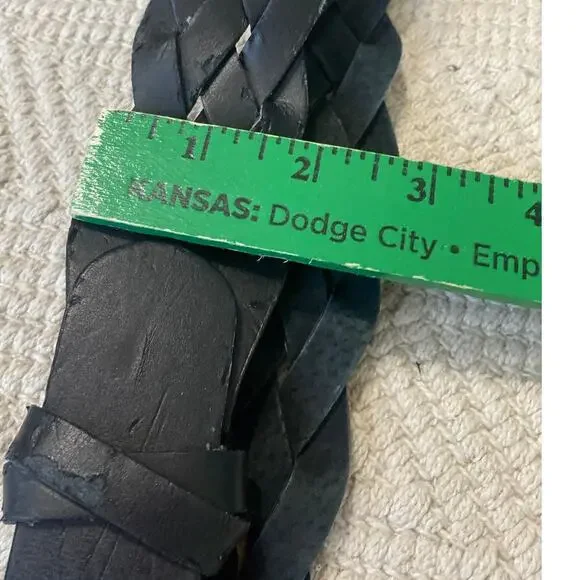 Braided Black Belt Women Medium 2010 Faux Leather, Leather Boho Festival Braided - Picture 4 of 5